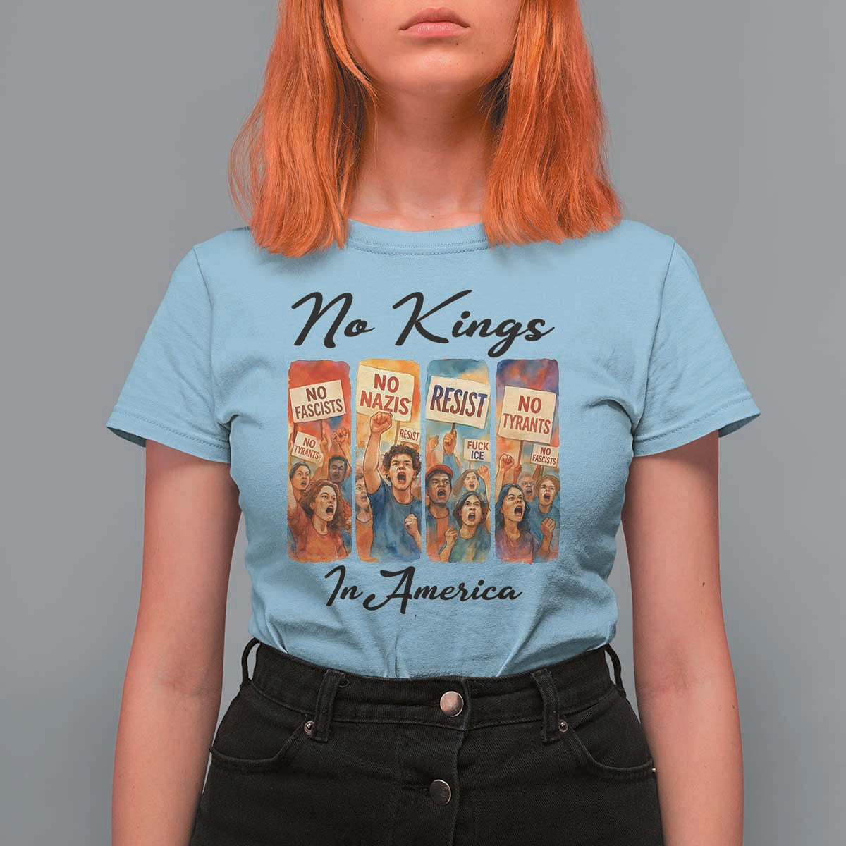 No Kings In America T Shirt For Women American Anti Authoritarian Protest