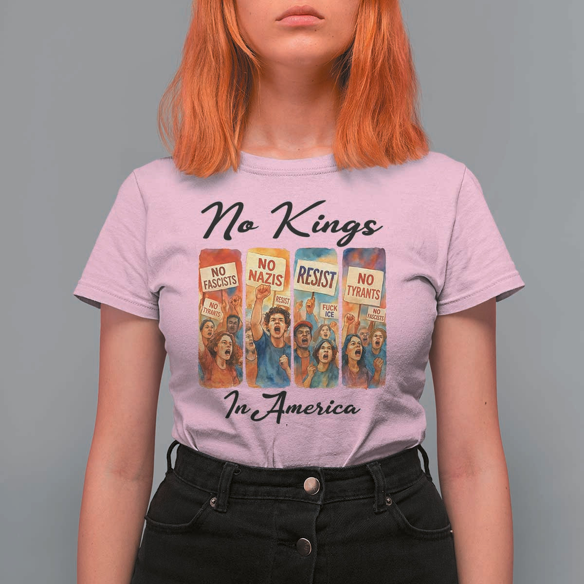 No Kings In America T Shirt For Women American Anti Authoritarian Protest