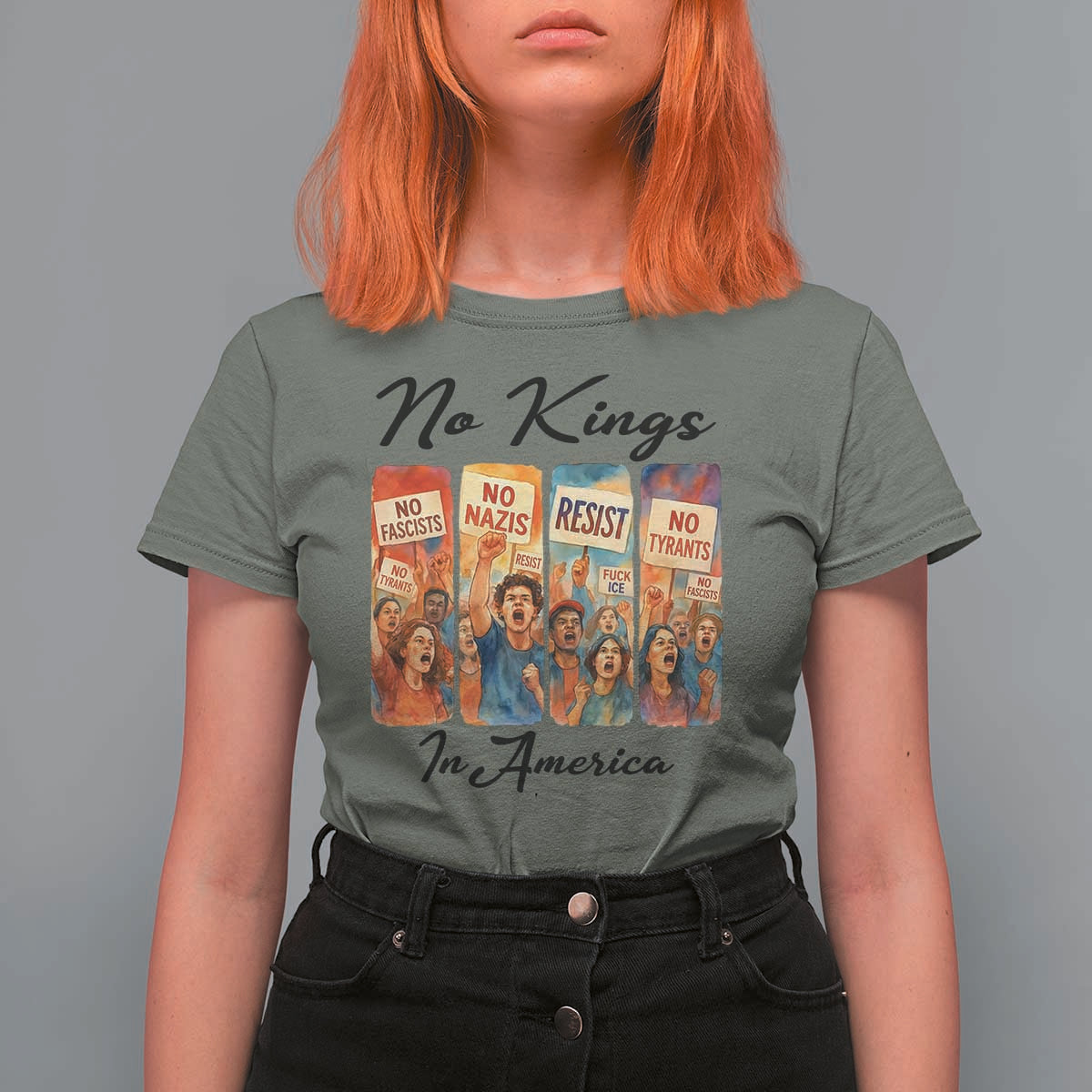 No Kings In America T Shirt For Women American Anti Authoritarian Protest