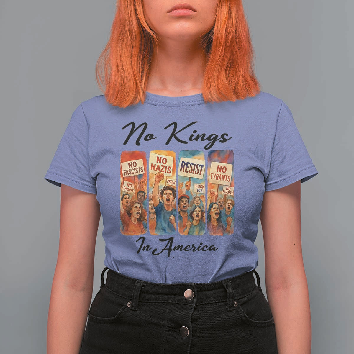 No Kings In America T Shirt For Women American Anti Authoritarian Protest