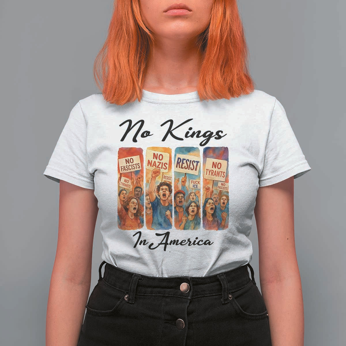 No Kings In America T Shirt For Women American Anti Authoritarian Protest