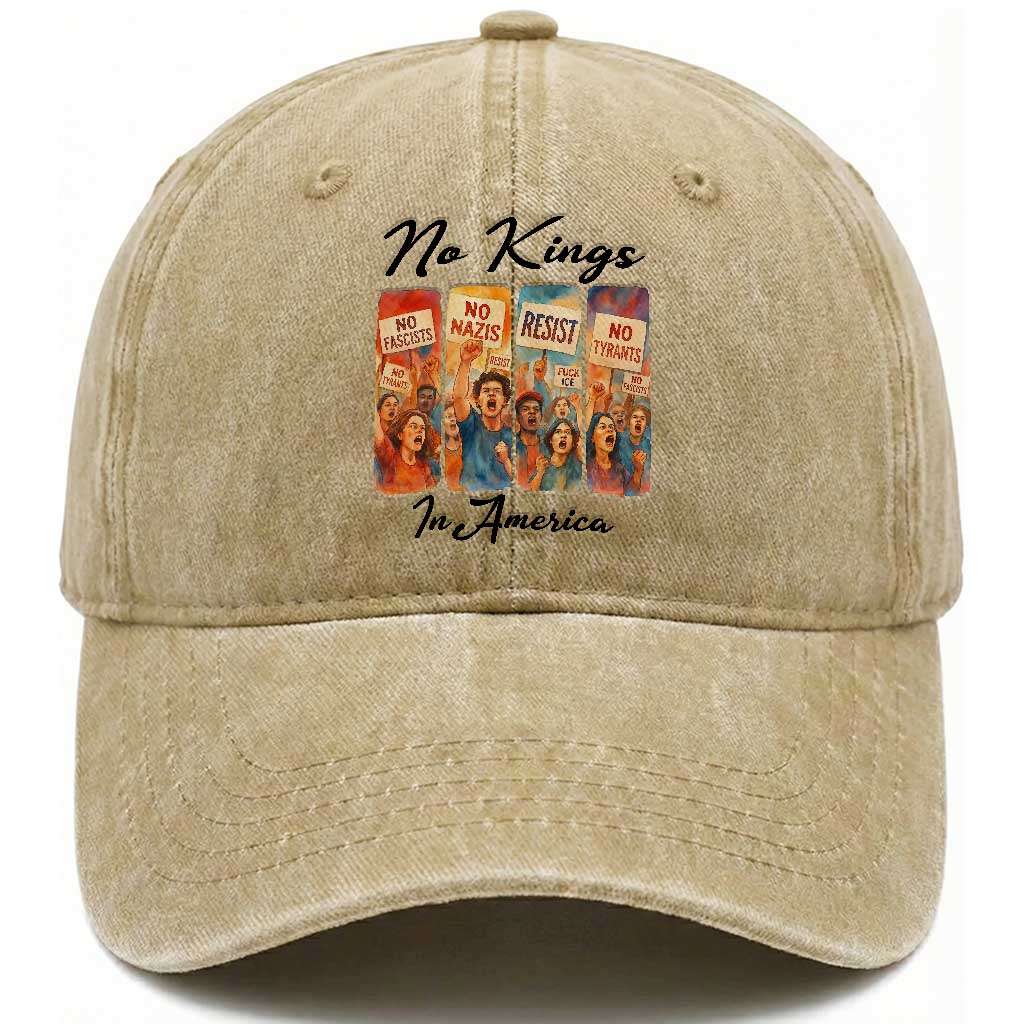 No Kings In America Washed Cotton Baseball Cap American Anti Authoritarian Protest