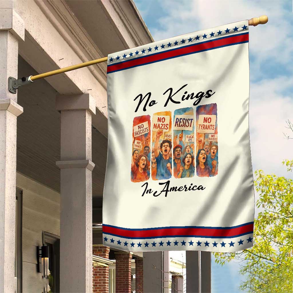 No Kings In America Garden Flag American Anti Authoritarian Protest