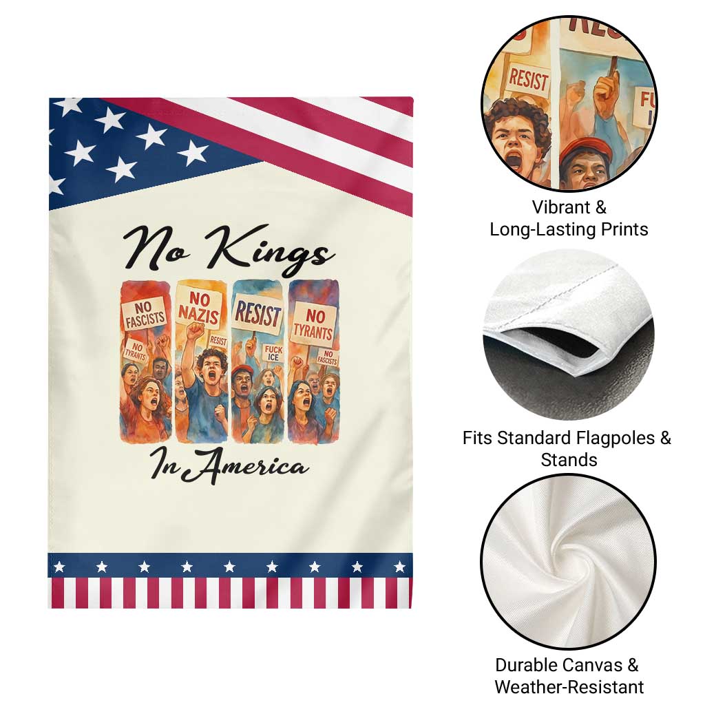 No Kings In America Garden Flag American Anti Authoritarian Protest