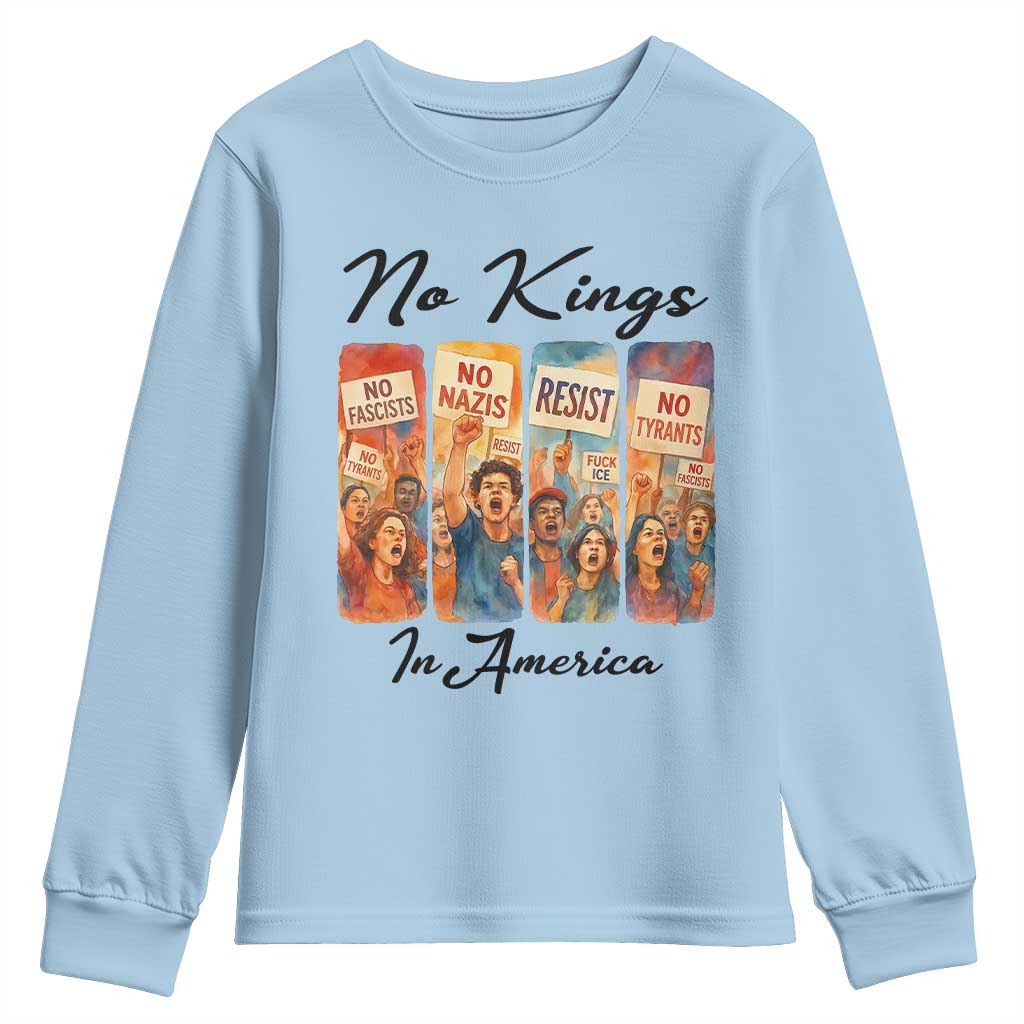 No Kings In America Youth Sweatshirt American Anti Authoritarian Protest