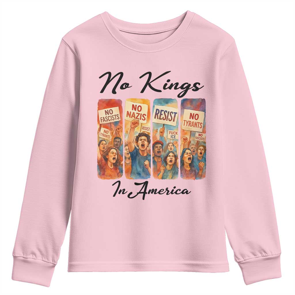 No Kings In America Youth Sweatshirt American Anti Authoritarian Protest