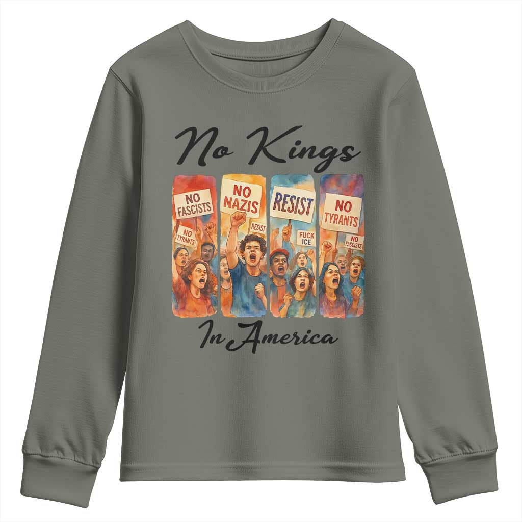 No Kings In America Youth Sweatshirt American Anti Authoritarian Protest