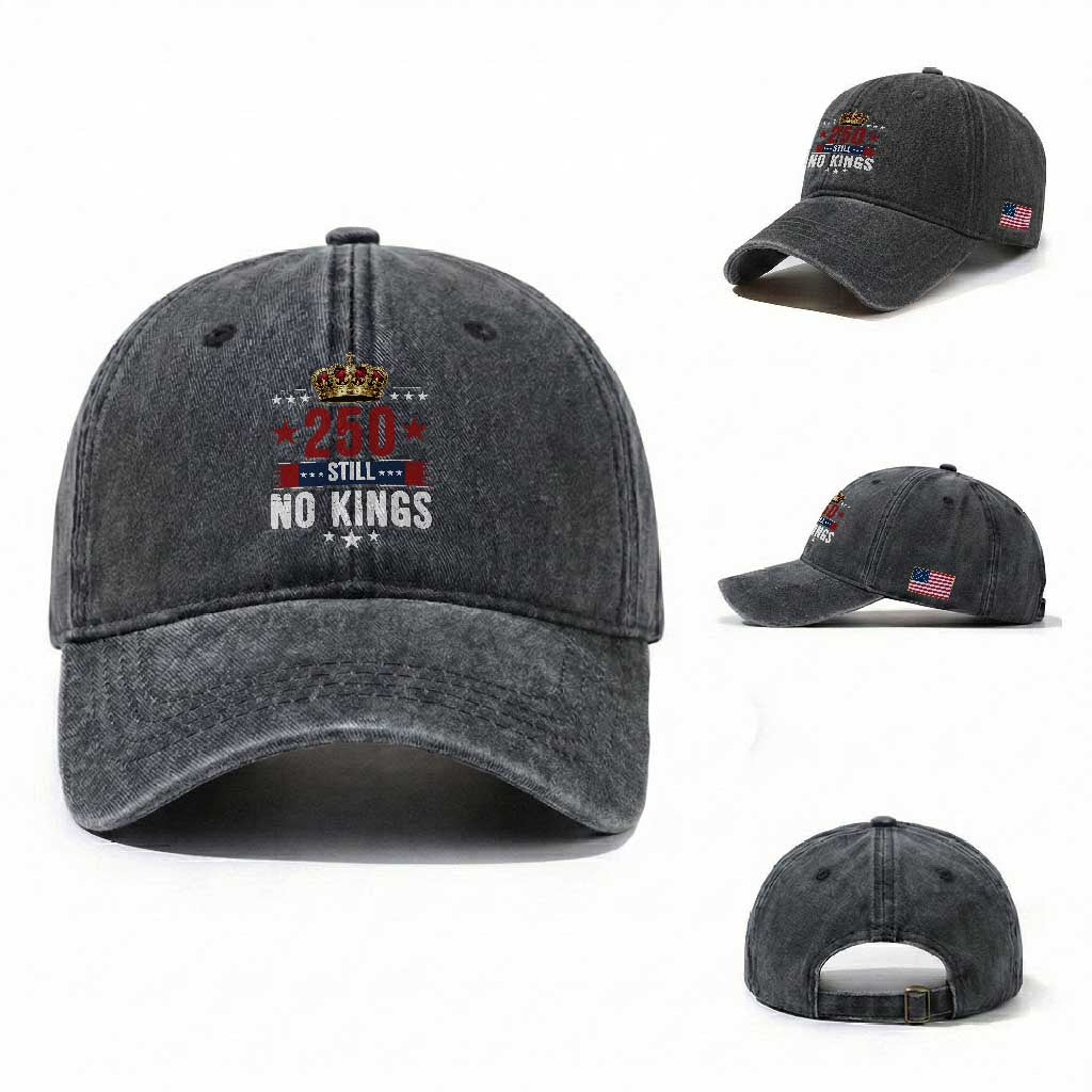 250 Still No Kings Washed Cotton Baseball Cap American Patriot Freedom