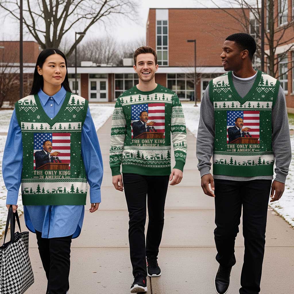 The Only King In America V-Neck Knit Sweater Vest Honoring Martin Luther King Jr