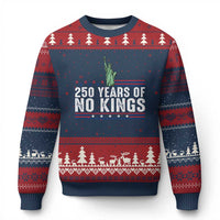 250 Years Of No Kings Ugly Christmas Sweater Statue Of Liberty Freedom Protest