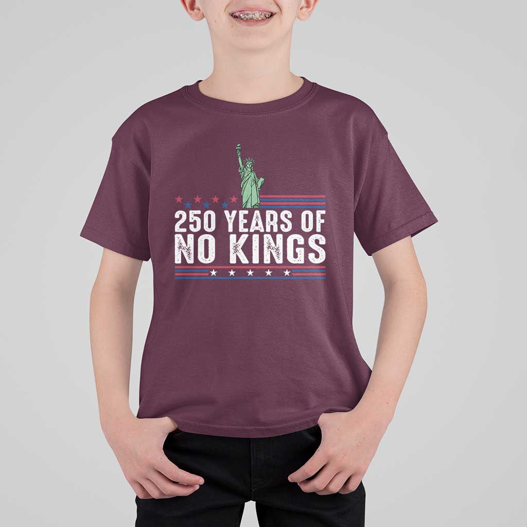 250 Years Of No Kings T Shirt For Kid Statue Of Liberty Freedom Protest