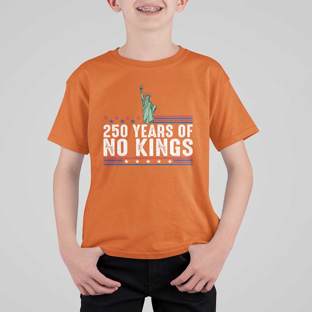 250 Years Of No Kings T Shirt For Kid Statue Of Liberty Freedom Protest