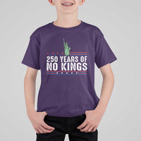 250 Years Of No Kings T Shirt For Kid Statue Of Liberty Freedom Protest