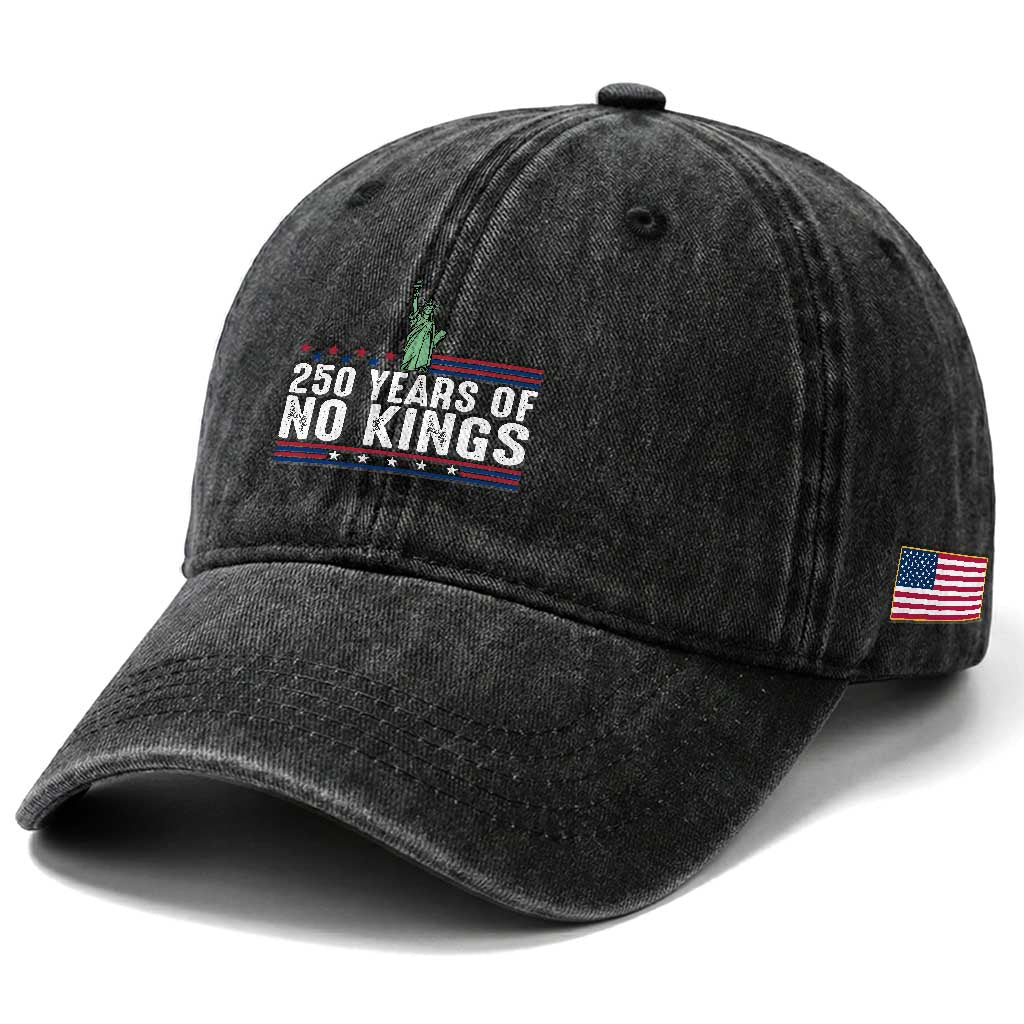 250 Years Of No Kings Washed Cotton Baseball Cap Statue Of Liberty Freedom Protest