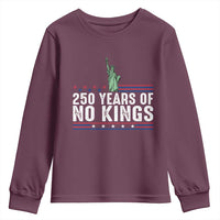 250 Years Of No Kings Youth Sweatshirt Statue Of Liberty Freedom Protest