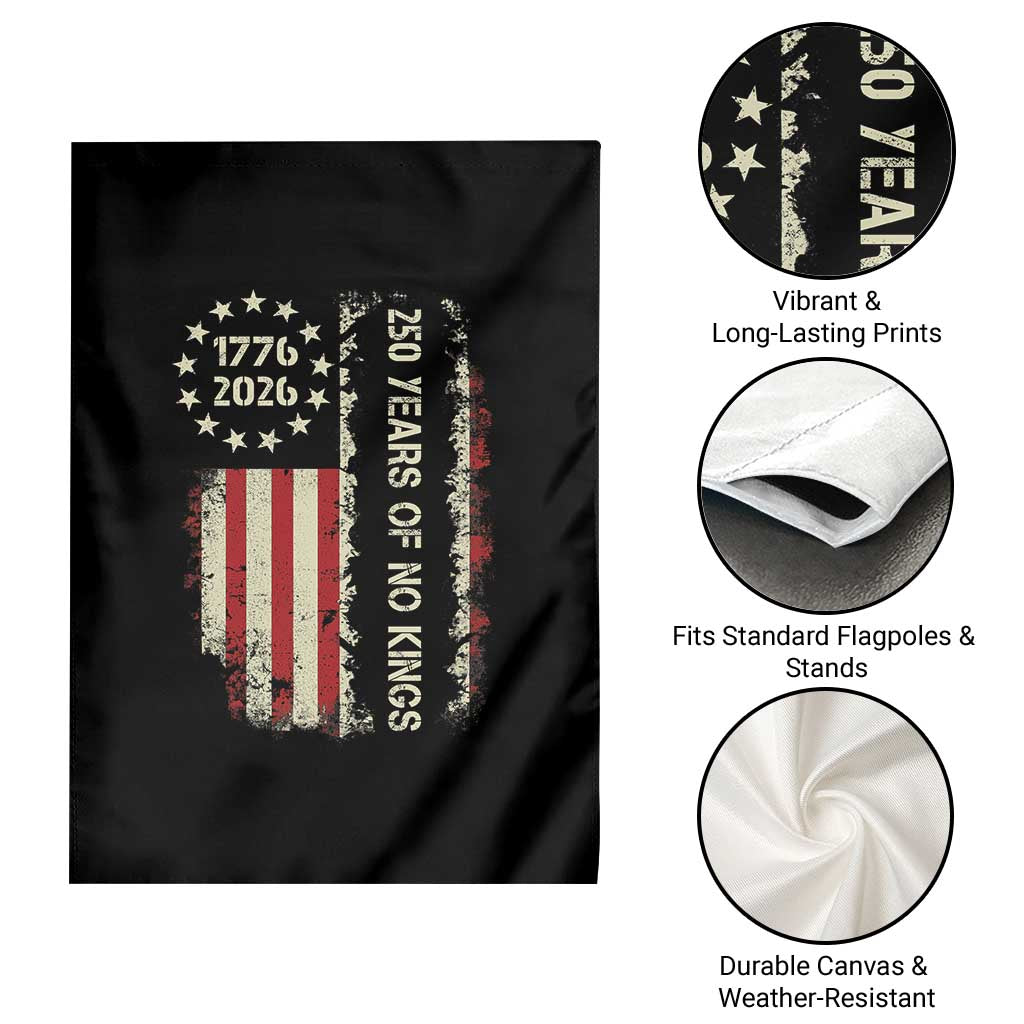 250 Years Of No Kings Garden Flag Vintage American Flag