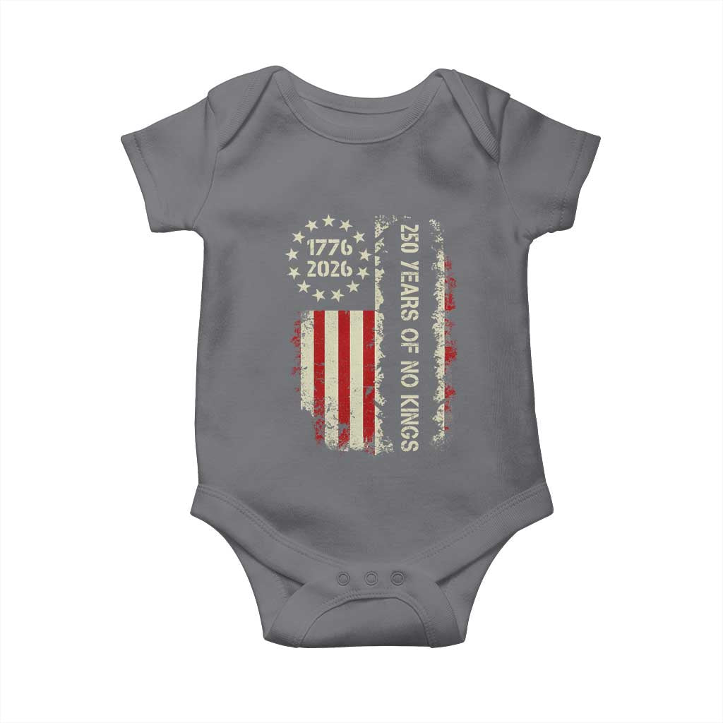 250 Years Of No Kings Baby Onesie Vintage American Flag