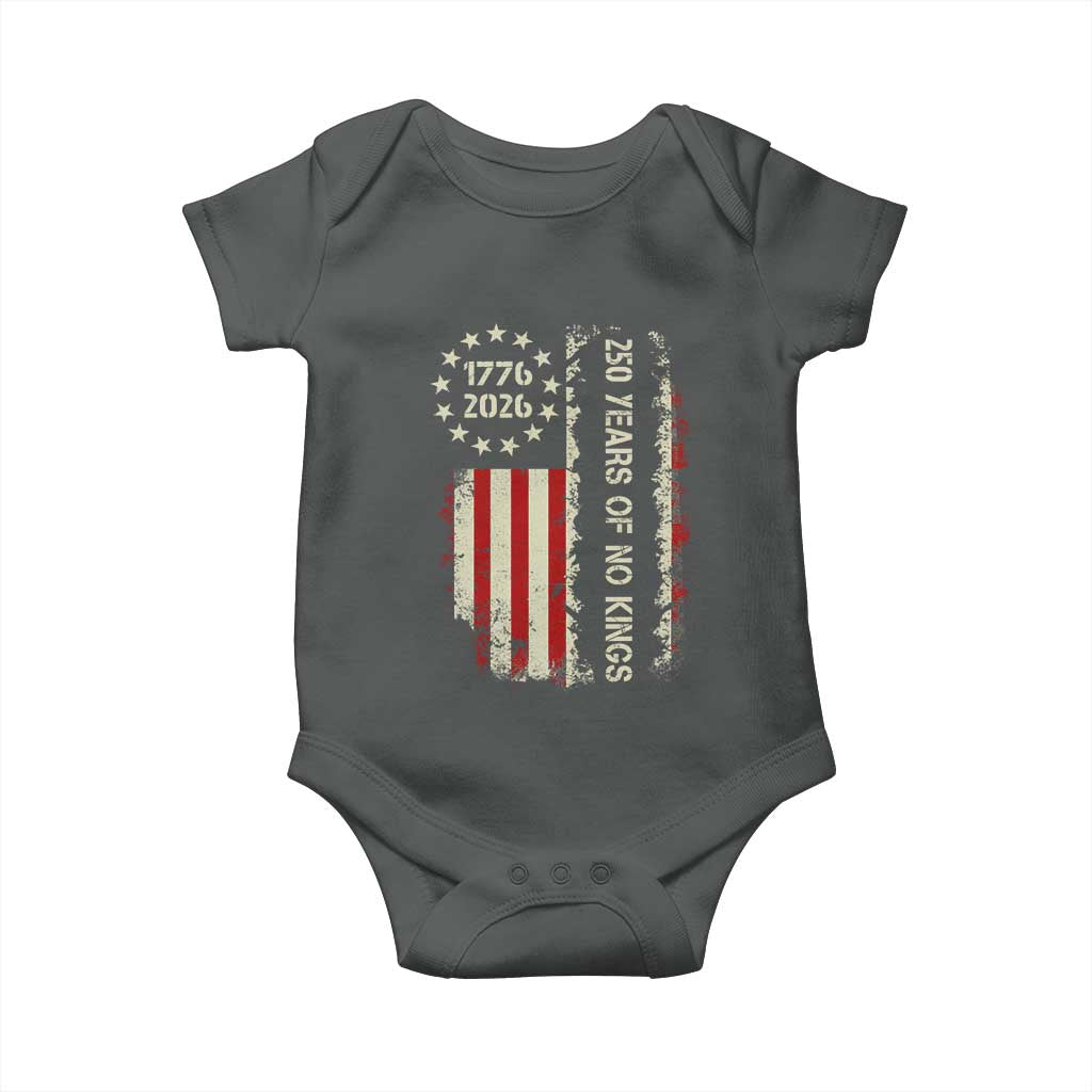 250 Years Of No Kings Baby Onesie Vintage American Flag