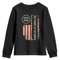 250 Years Of No Kings Youth Sweatshirt Vintage American Flag