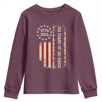 250 Years Of No Kings Youth Sweatshirt Vintage American Flag