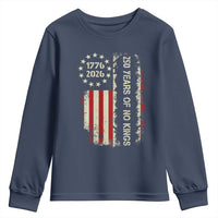 250 Years Of No Kings Youth Sweatshirt Vintage American Flag