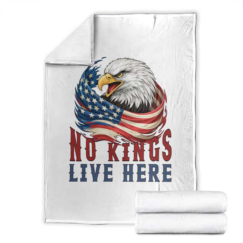 No Kings Live Here Throw Blanket Patriotic American Eagle