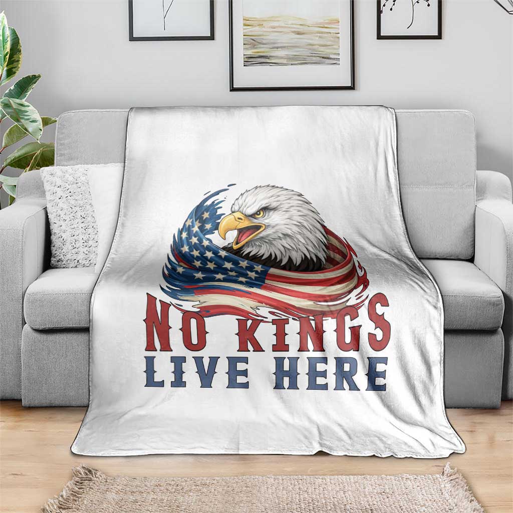 No Kings Live Here Throw Blanket Patriotic American Eagle
