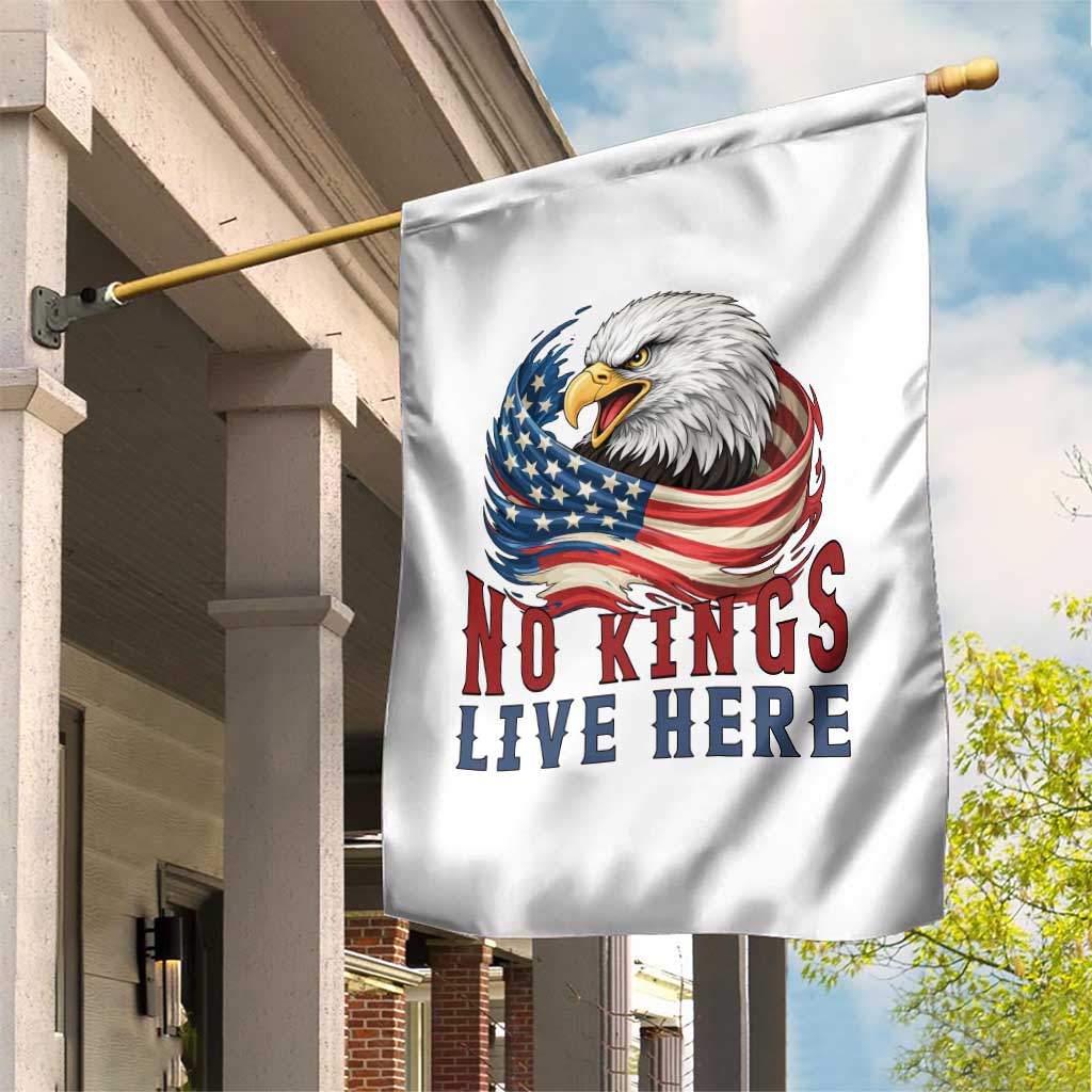 No Kings Live Here Garden Flag Patriotic American Eagle