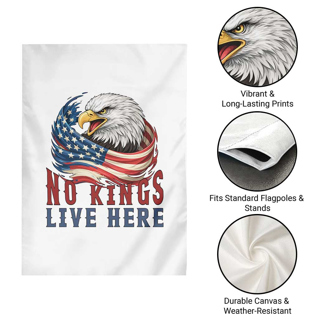 No Kings Live Here Garden Flag Patriotic American Eagle