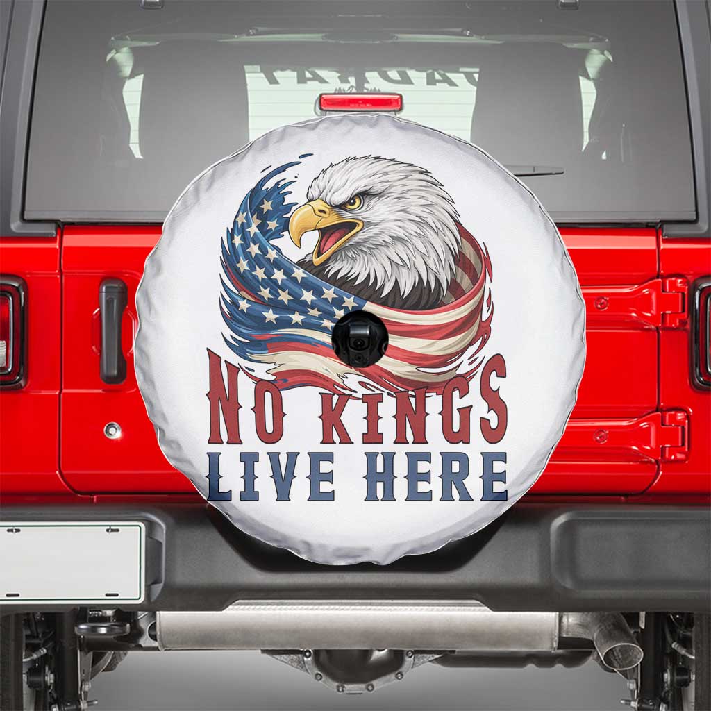 No Kings Live Here Spare Tire Cover Patriotic American Eagle