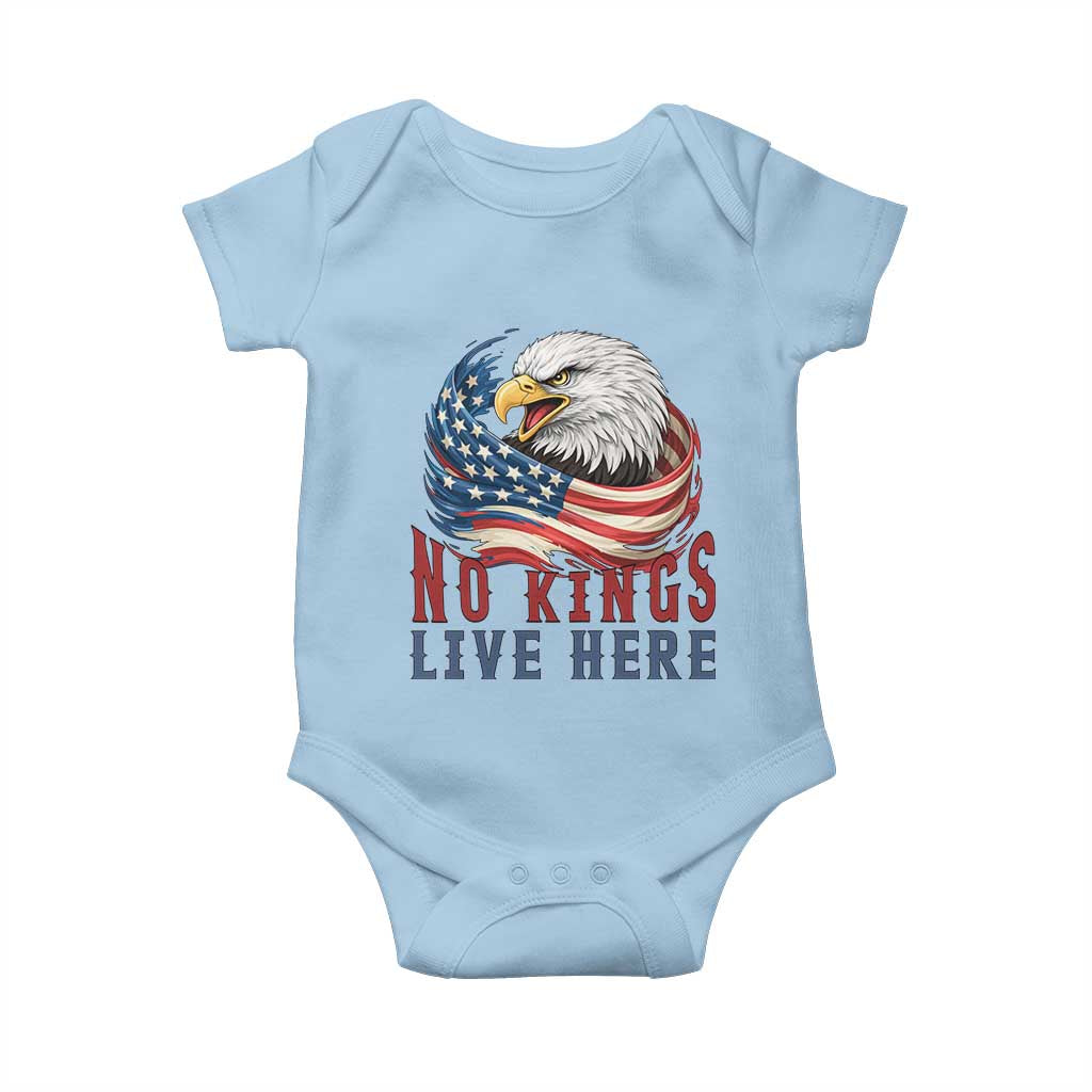 No Kings Live Here Baby Onesie Patriotic American Eagle
