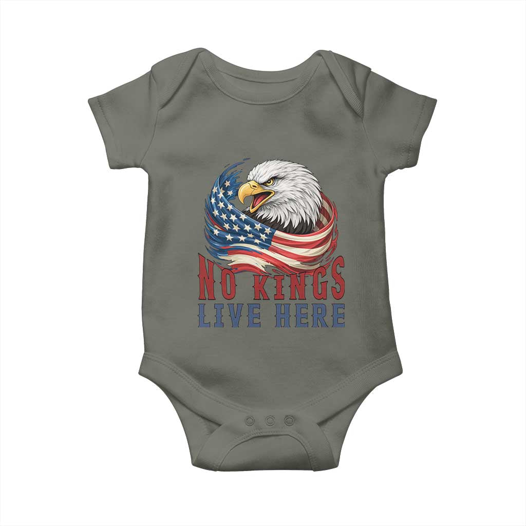 No Kings Live Here Baby Onesie Patriotic American Eagle