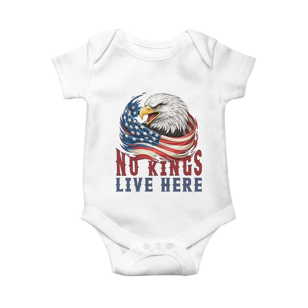 No Kings Live Here Baby Onesie Patriotic American Eagle