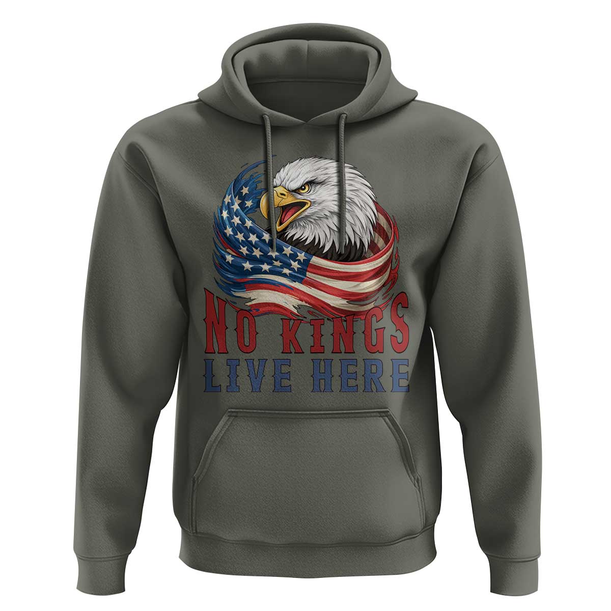 No Kings Live Here Hoodie Patriotic American Eagle