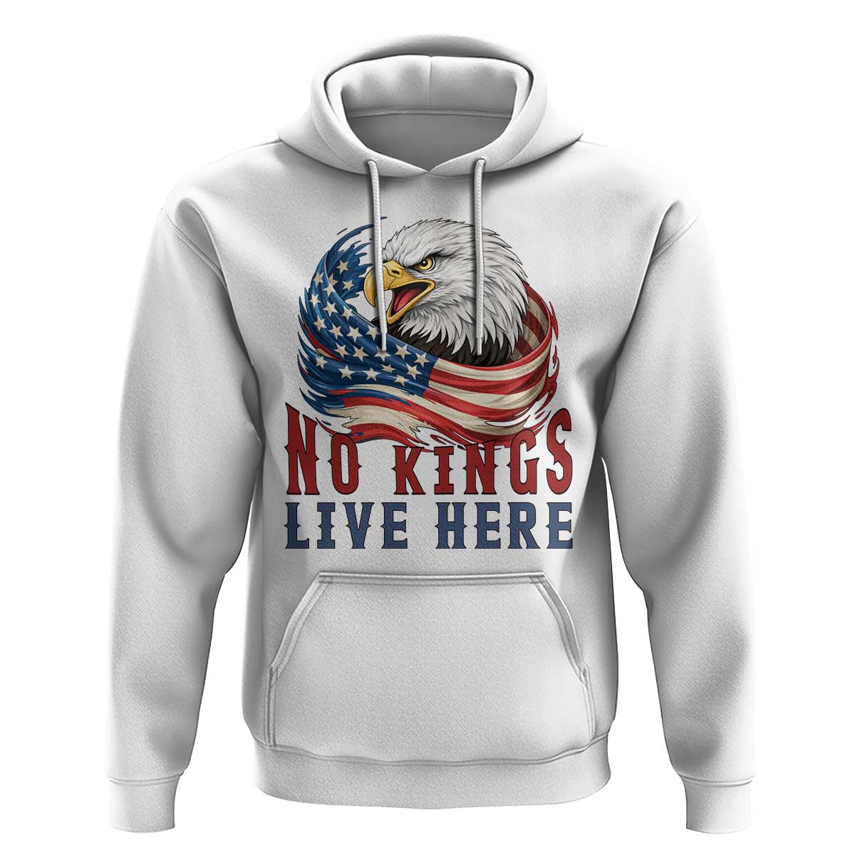 No Kings Live Here Hoodie Patriotic American Eagle