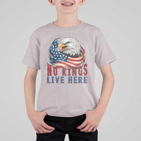 No Kings Live Here T Shirt For Kid Patriotic American Eagle