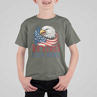 No Kings Live Here T Shirt For Kid Patriotic American Eagle