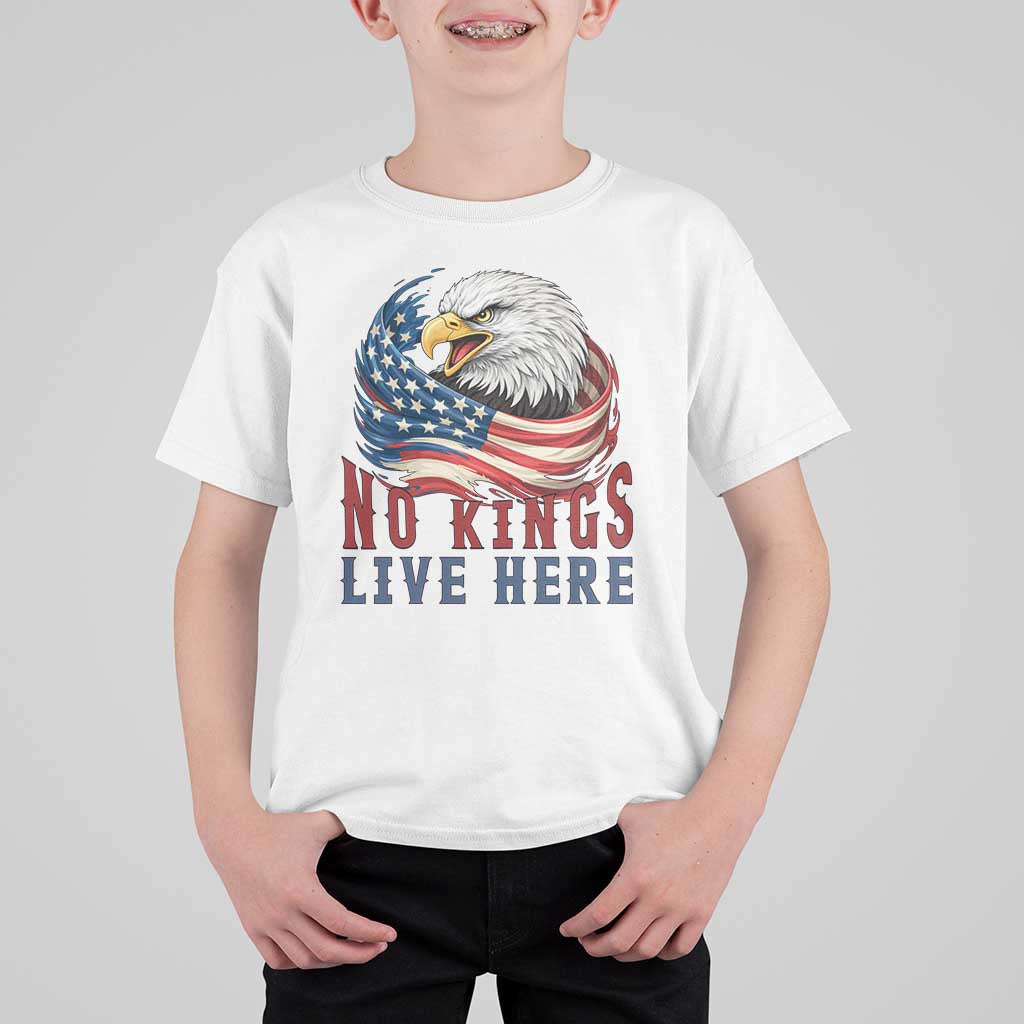 No Kings Live Here T Shirt For Kid Patriotic American Eagle