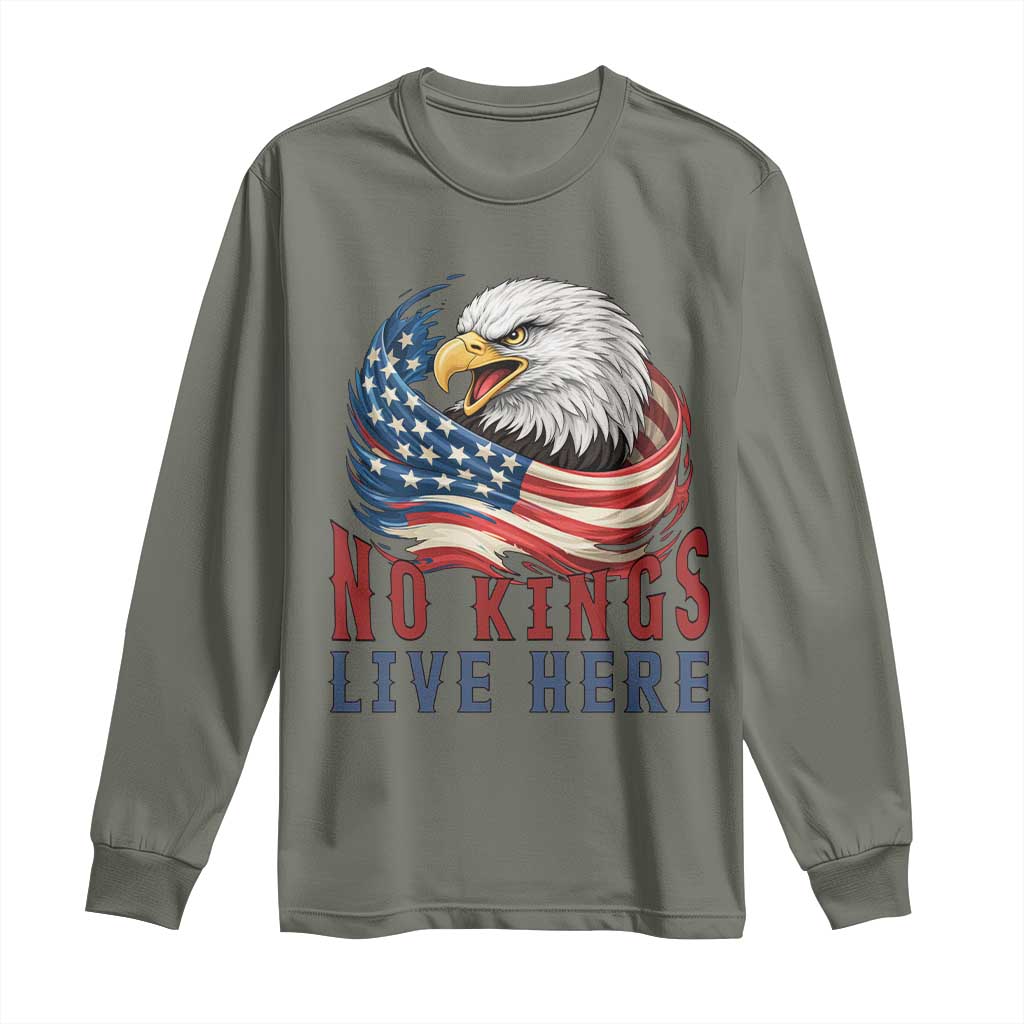 No Kings Live Here Long Sleeve Shirt Patriotic American Eagle
