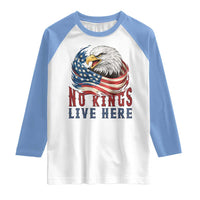 No Kings Live Here Raglan Shirt Patriotic American Eagle
