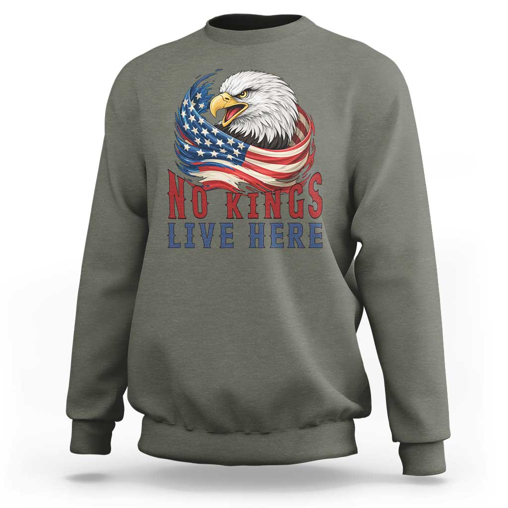 No Kings Live Here Sweatshirt Patriotic American Eagle