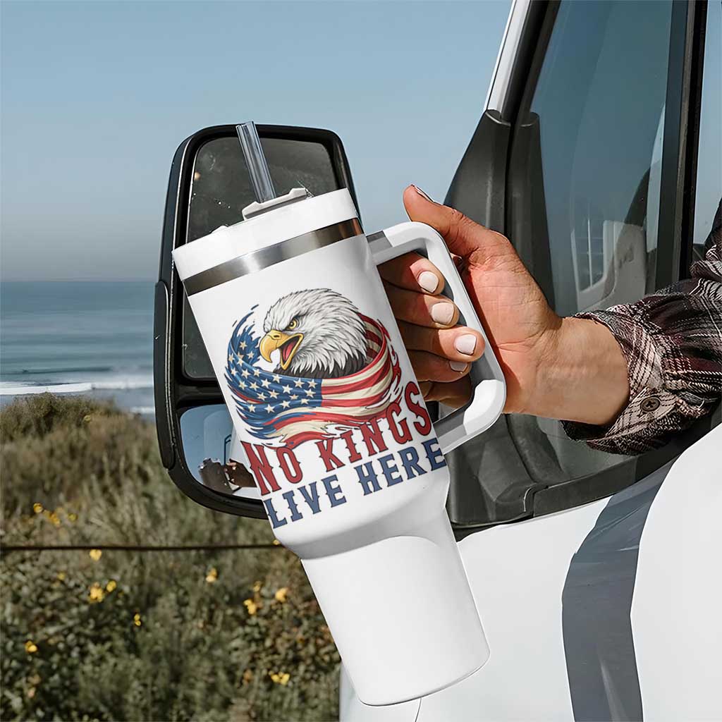 No Kings Live Here Tumbler With Handle Patriotic American Eagle