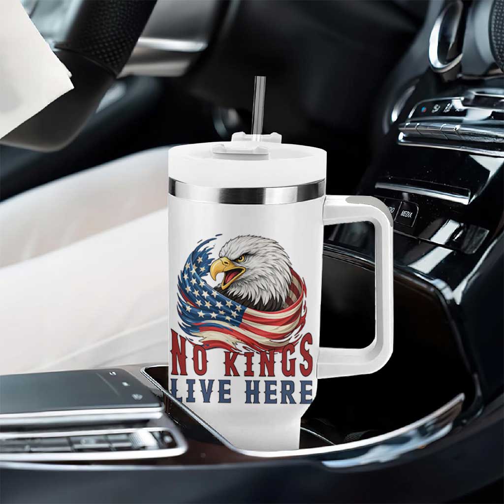 No Kings Live Here Tumbler With Handle Patriotic American Eagle