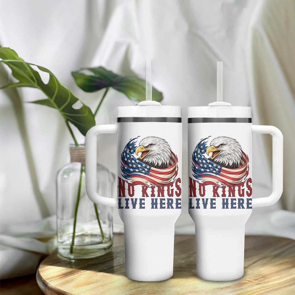 No Kings Live Here Tumbler With Handle Patriotic American Eagle