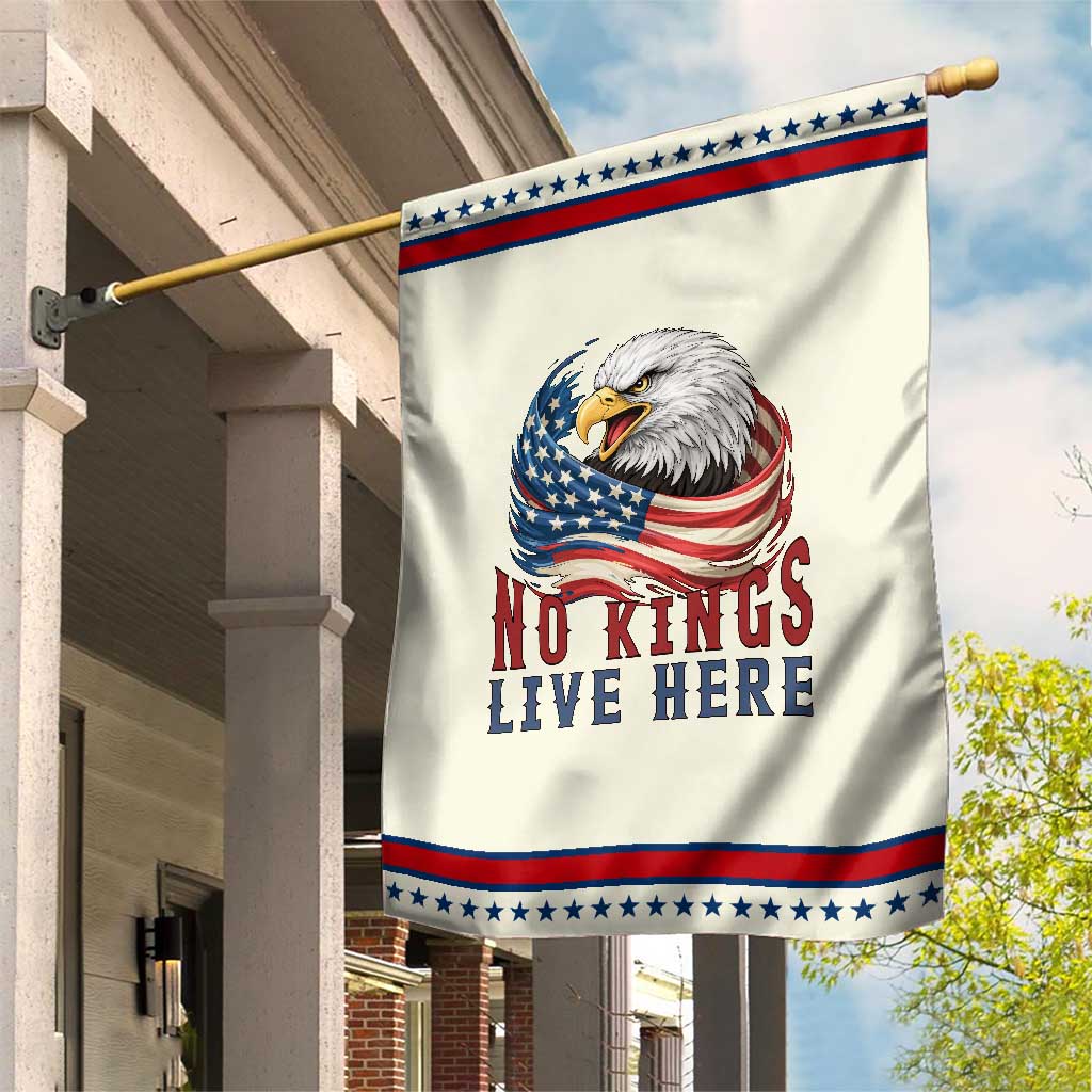 No Kings Live Here Garden Flag Patriotic American Eagle
