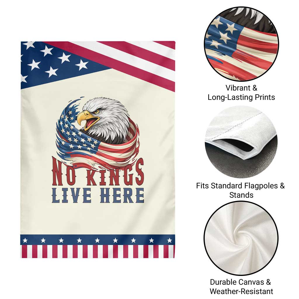 No Kings Live Here Garden Flag Patriotic American Eagle