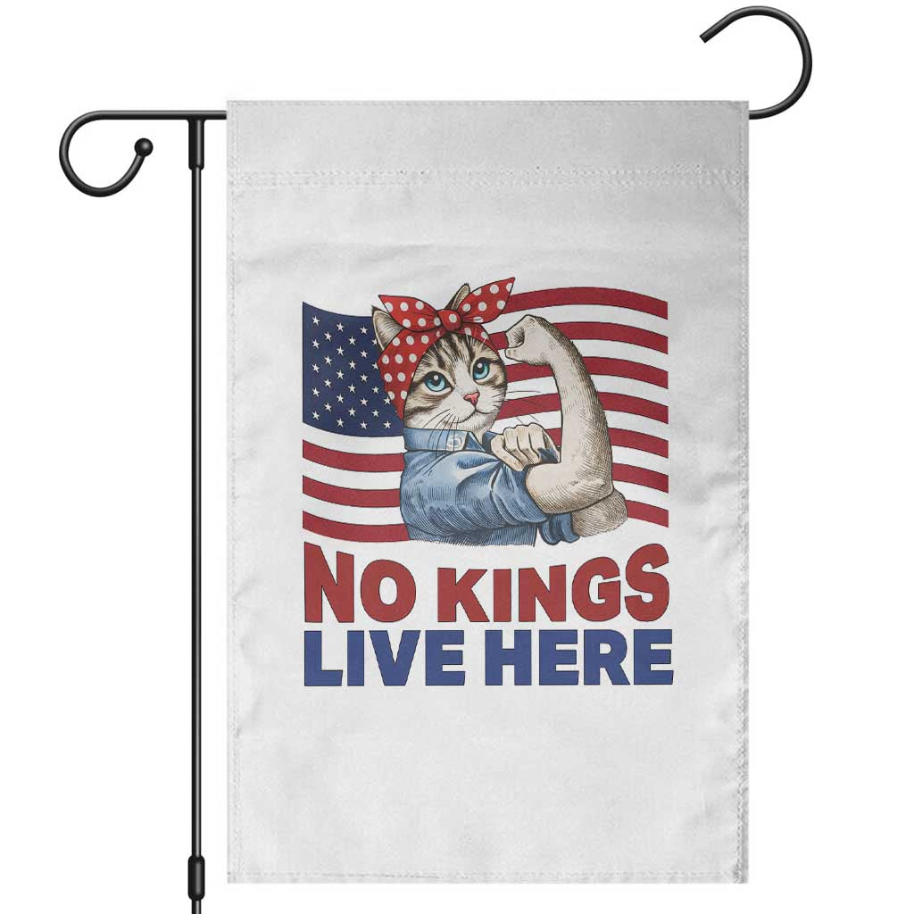 No Kings Live Here Garden Flag Funny Rosie The Riveter Cat Feminist Gift
