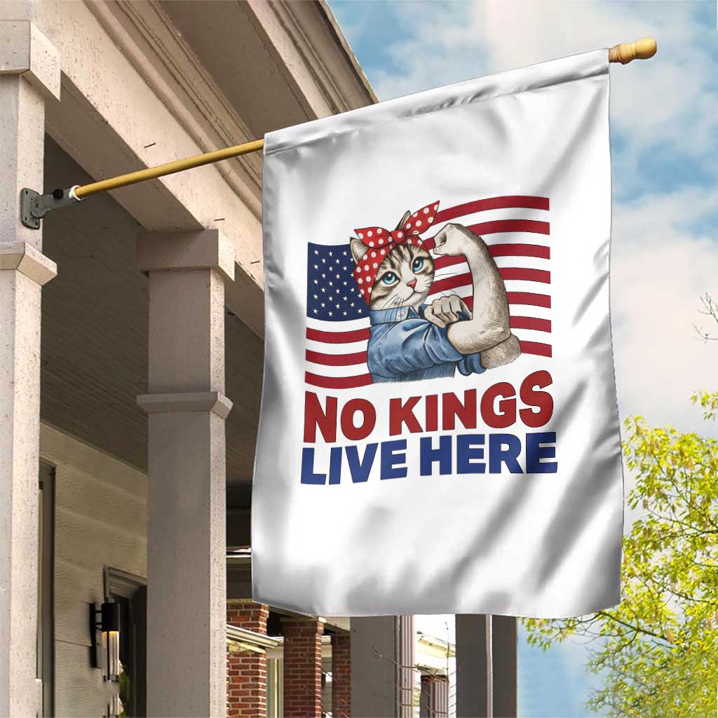 No Kings Live Here Garden Flag Funny Rosie The Riveter Cat Feminist Gift