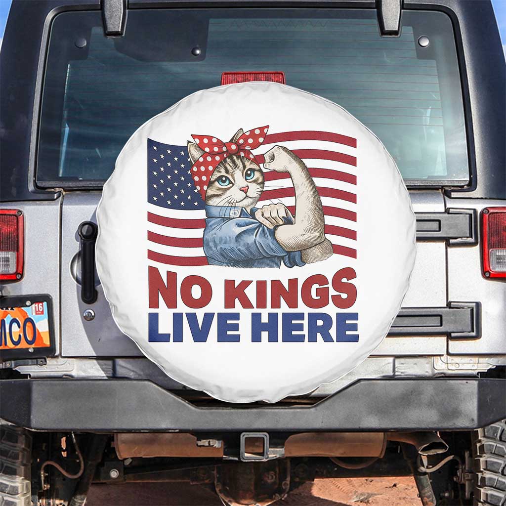 No Kings Live Here Spare Tire Cover Funny Rosie The Riveter Cat Feminist Gift