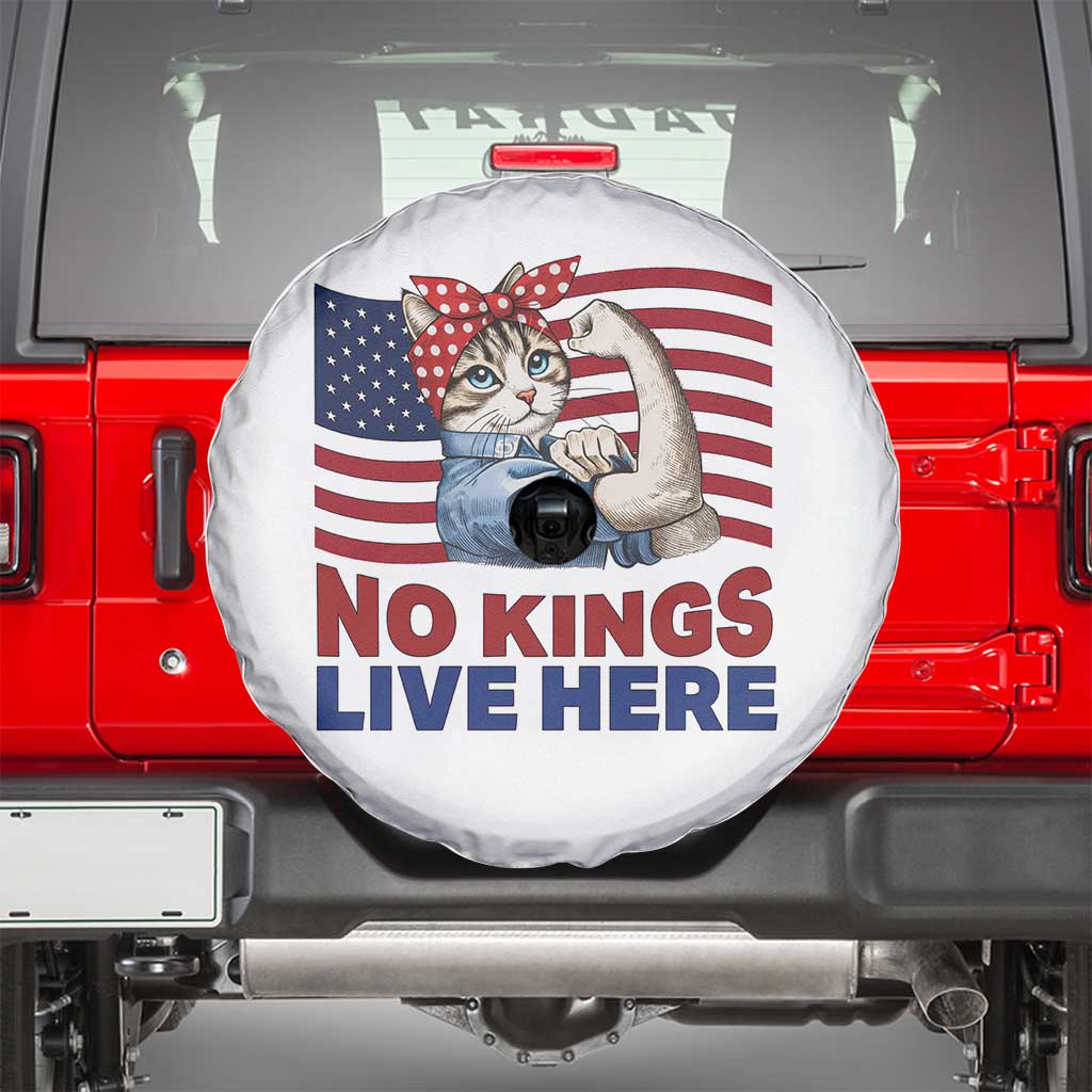 No Kings Live Here Spare Tire Cover Funny Rosie The Riveter Cat Feminist Gift